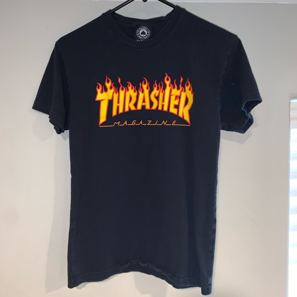 Thrasher Magazine Flame Black Short Sleeve T-Shirt